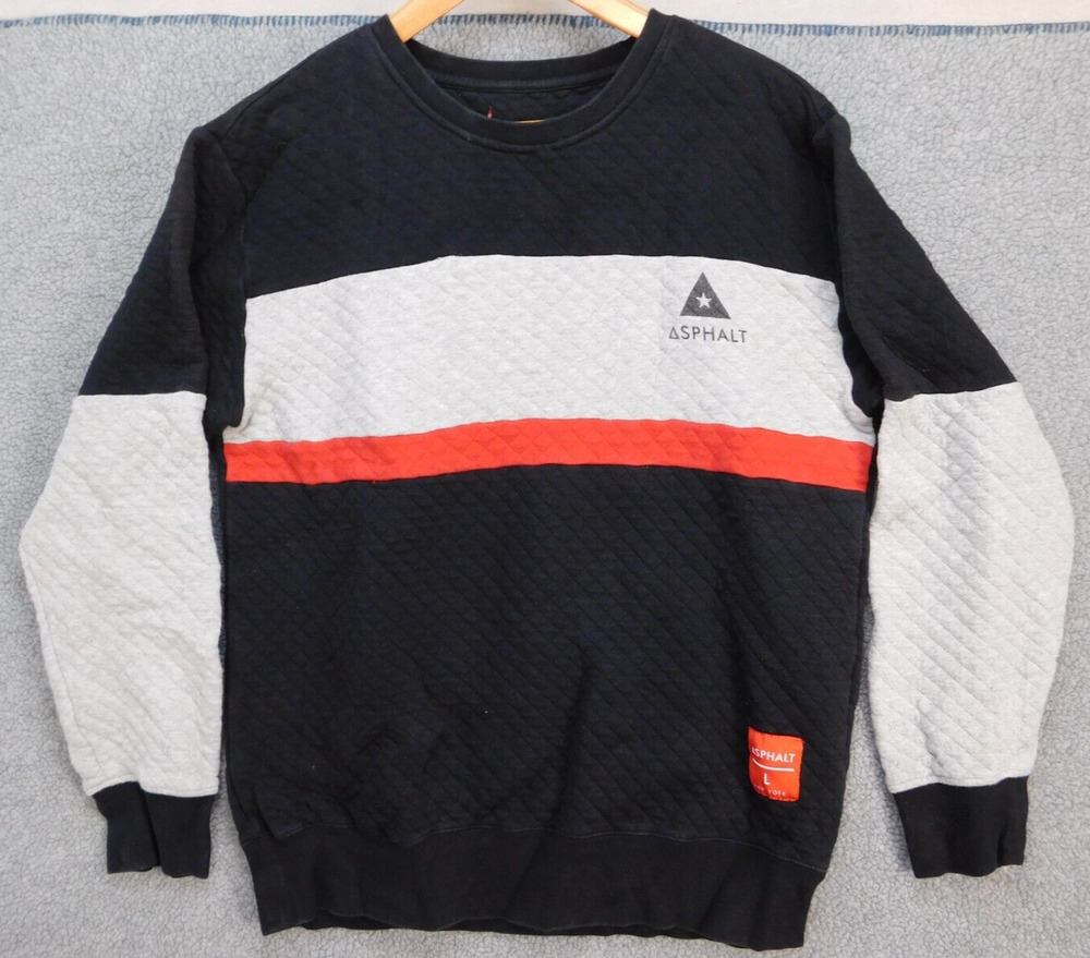 Asphalt Adult Sized L Quilted Skater Punk Colorblock Sweatshirt